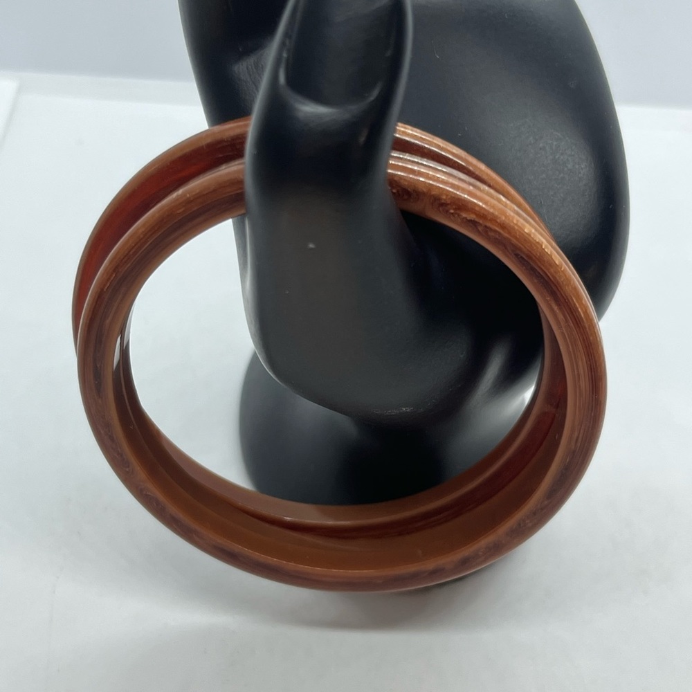 Vintage Set Of 3 Brown Plastic Bangle Bracelets View 4